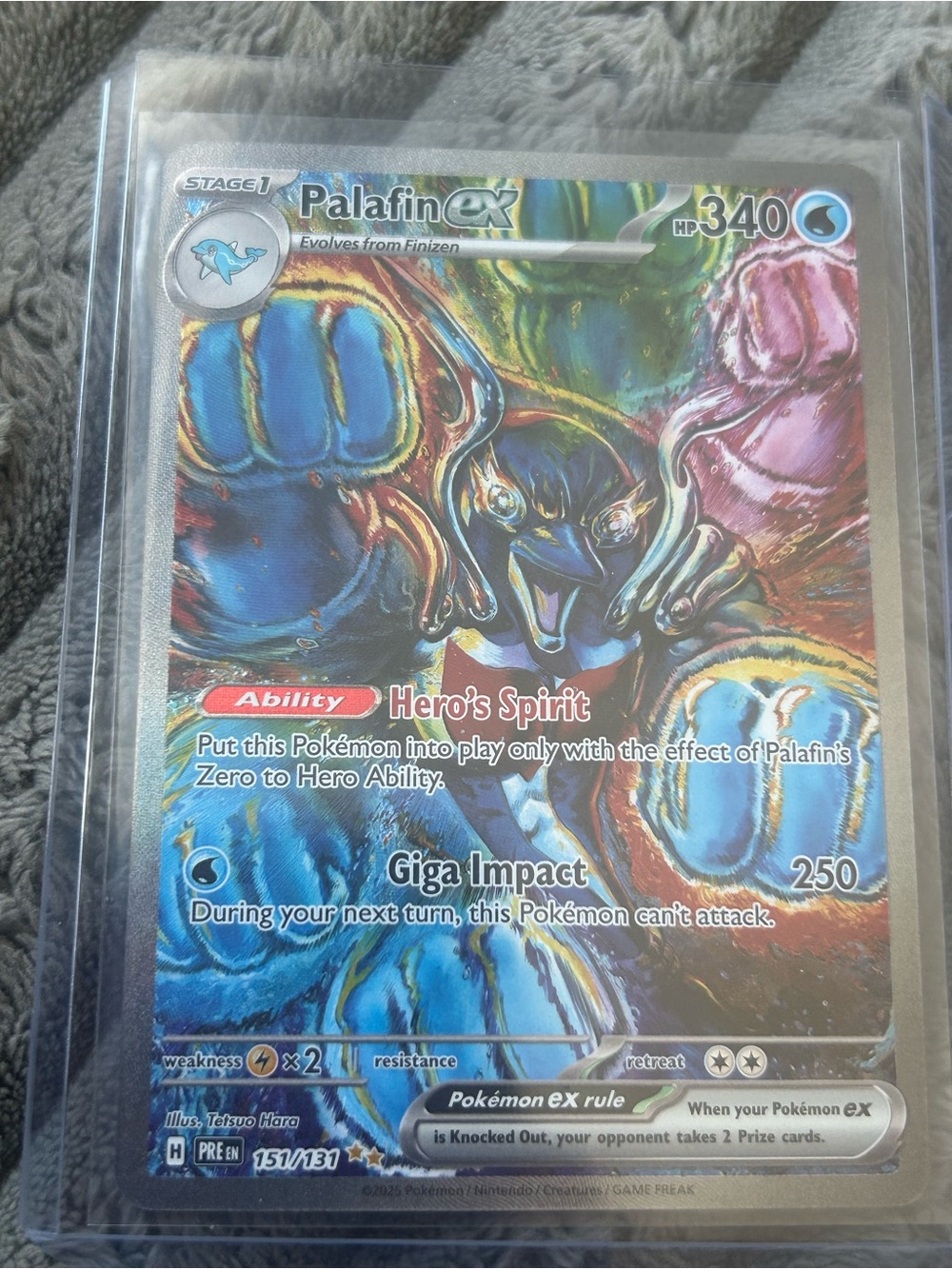 Pokemon Palafin ex Holo Card - Blue, Pink, Green